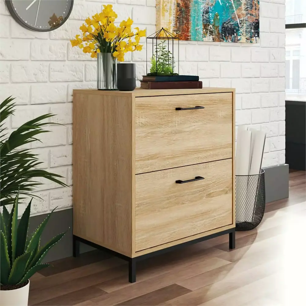 Pemberly Row Traditional Engineered Wood Lateral File Cabinet Charter Oak