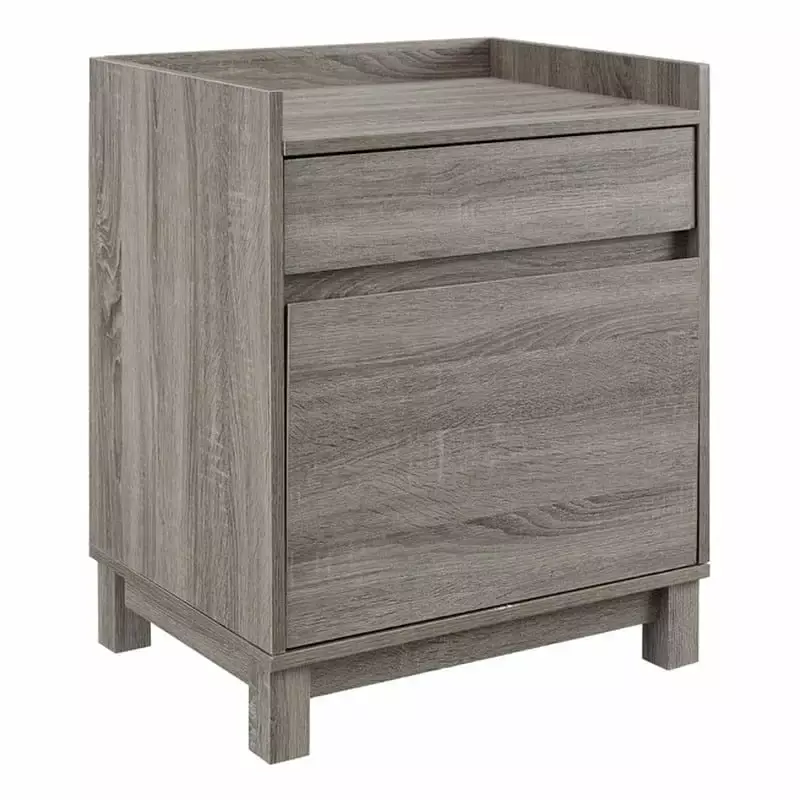 Riverbay Furniture Modern Wood Filing Cabinet 2 Drawers Gray