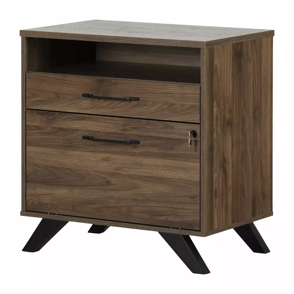 Helsy 2-Drawer File Cabinet Natural Walnut Office Storage South Shore