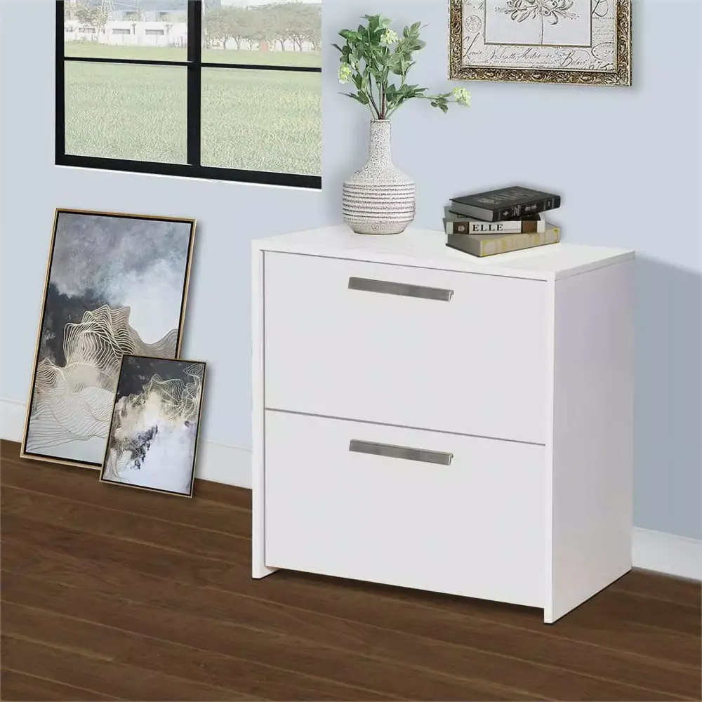 Urbanpro 2-Drawer Modern Wood Lateral File Cabinet White Finish