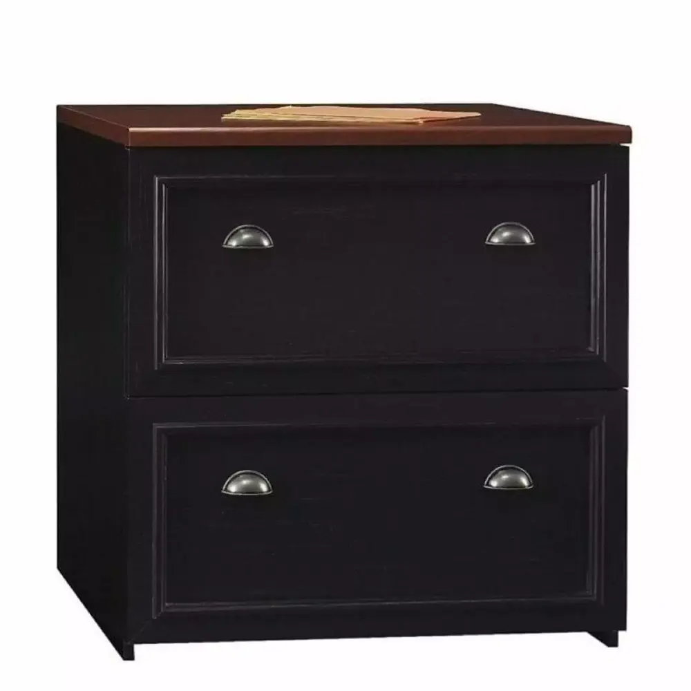 Bowery Hill 2 Drawer Lateral File Cabinet Black and Cherry Office Storage