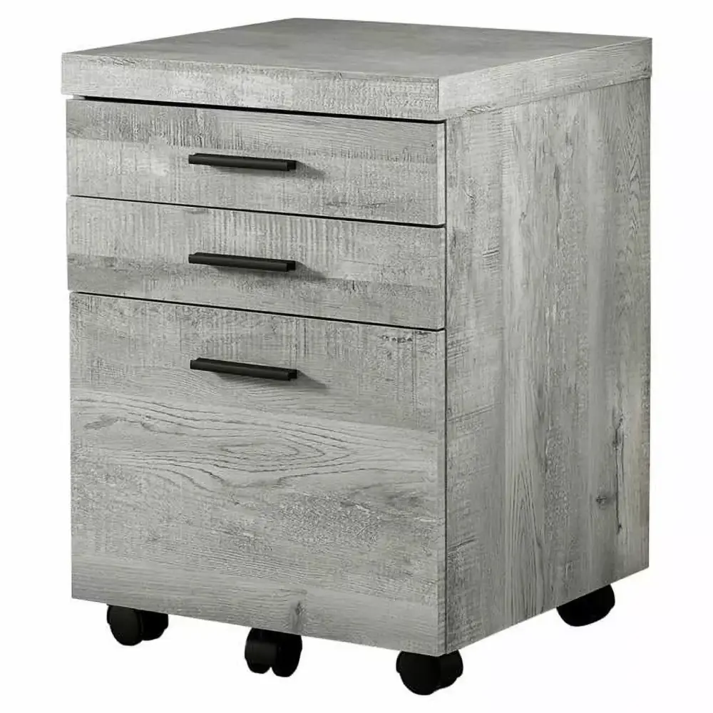3 Drawer Grey Reclaimed Wood Filing Cabinet on Castors Daphne's Dinnette
