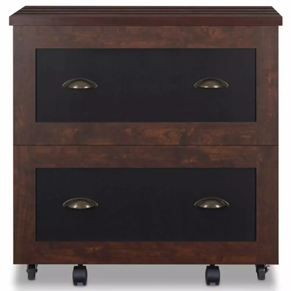 Furniture America Waterford Wood 2-Drawer File Cabinet Vintage Walnut