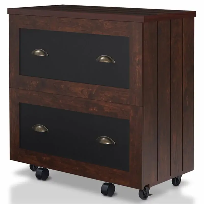 Furniture America Waterford Wood 2-Drawer File Cabinet Vintage Walnut