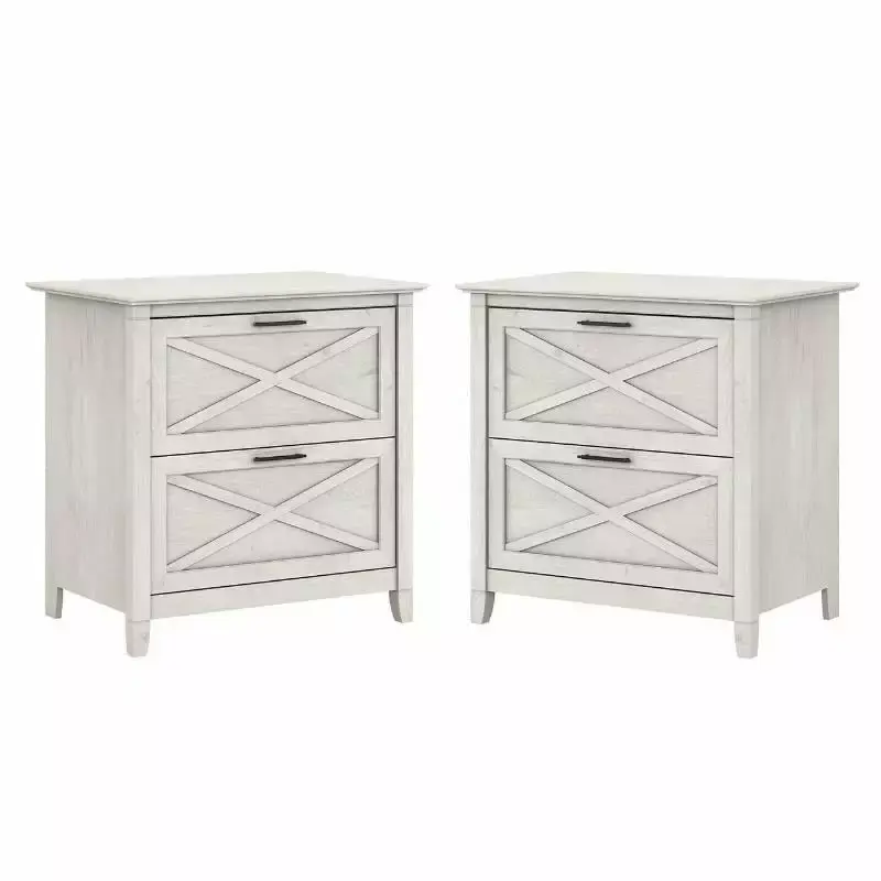 Home Square 2 Drawer Lateral Wood Filing Cabinet Set White Oak (Set 2)