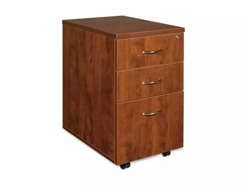 3 Drawers Vertical Wood Composite Lockable Filing Cabinet Cherry Finish Lorell