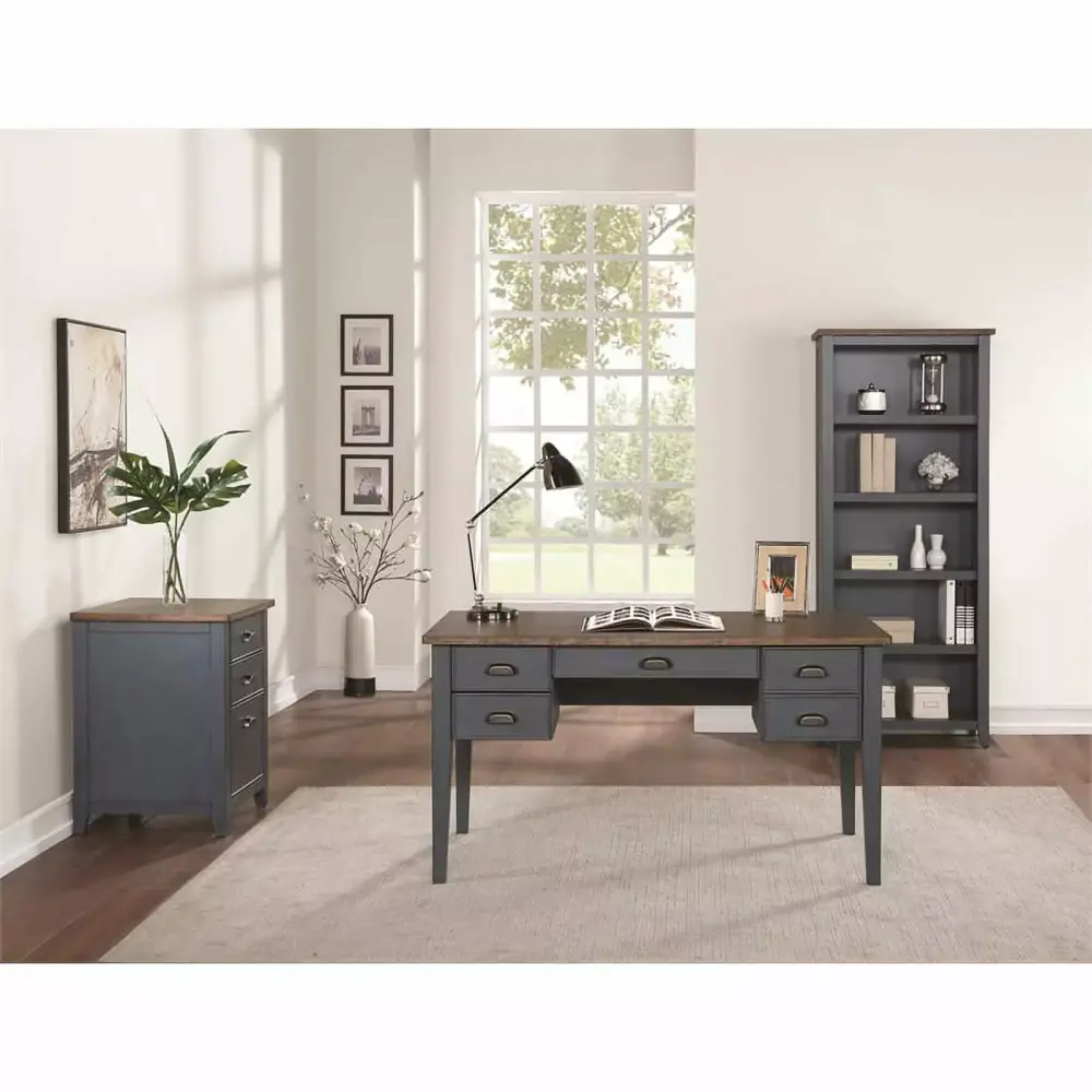 Farmhouse Three Drawer Wood File Cabinet Blue Fully Assembled Martin Furniture