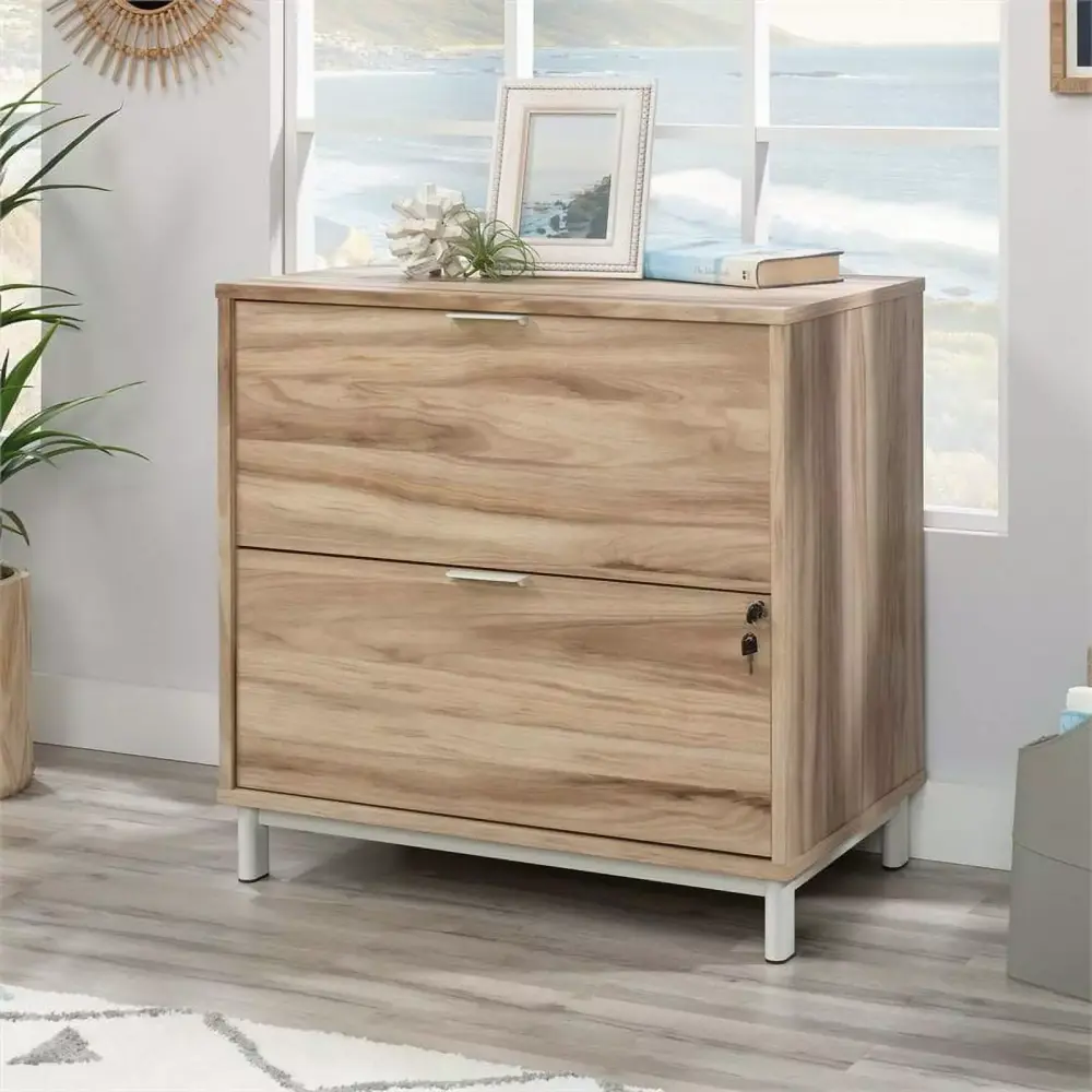 Pemberly Row 2-Drawer Lateral Brown Engineered Wood Filing Cabinet Easy Assembly