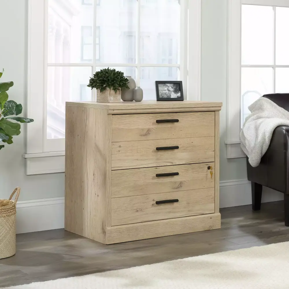 Sauder Aspen Post 2 Drawer Wooden Lateral File Cabinet Lock Prime Oak