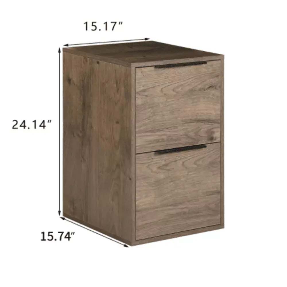 D400mm Wood File Cabinet 2 Drawers Grey Office Storage YRWL