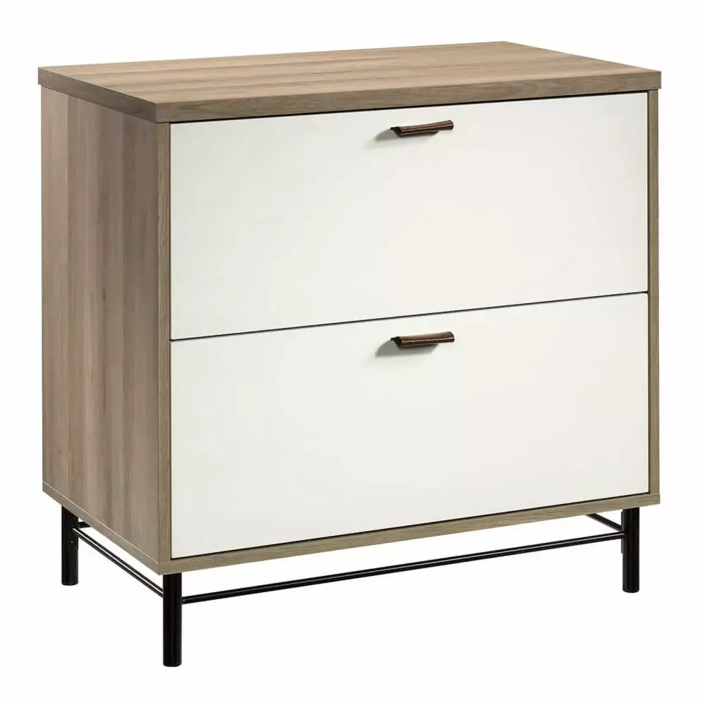Pemberly Row Engineered Wood & Metal Lateral File Cabinet Sky Oak/White