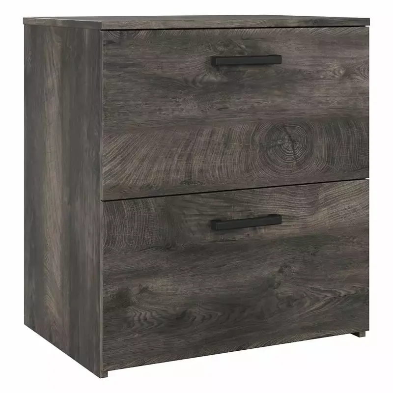 Pemberly Row 2 Drawer Lateral File Cabinet Dark Gray Hickory Wood Office Furniture