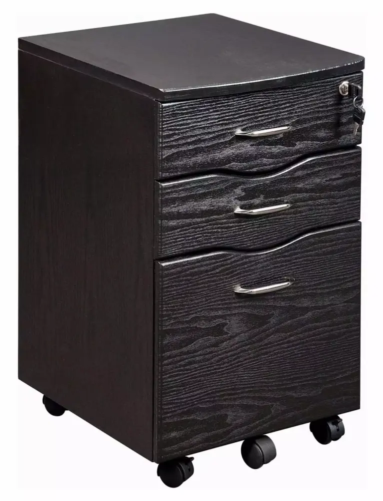 SkYifF Espresso Rolling Storage and File Cabinet Mobile Office Organizer