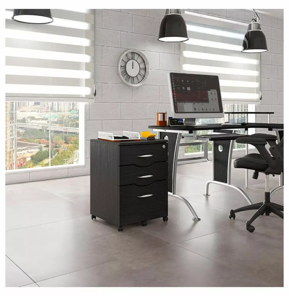 SkYifF Espresso Rolling Storage and File Cabinet Mobile Office Organizer