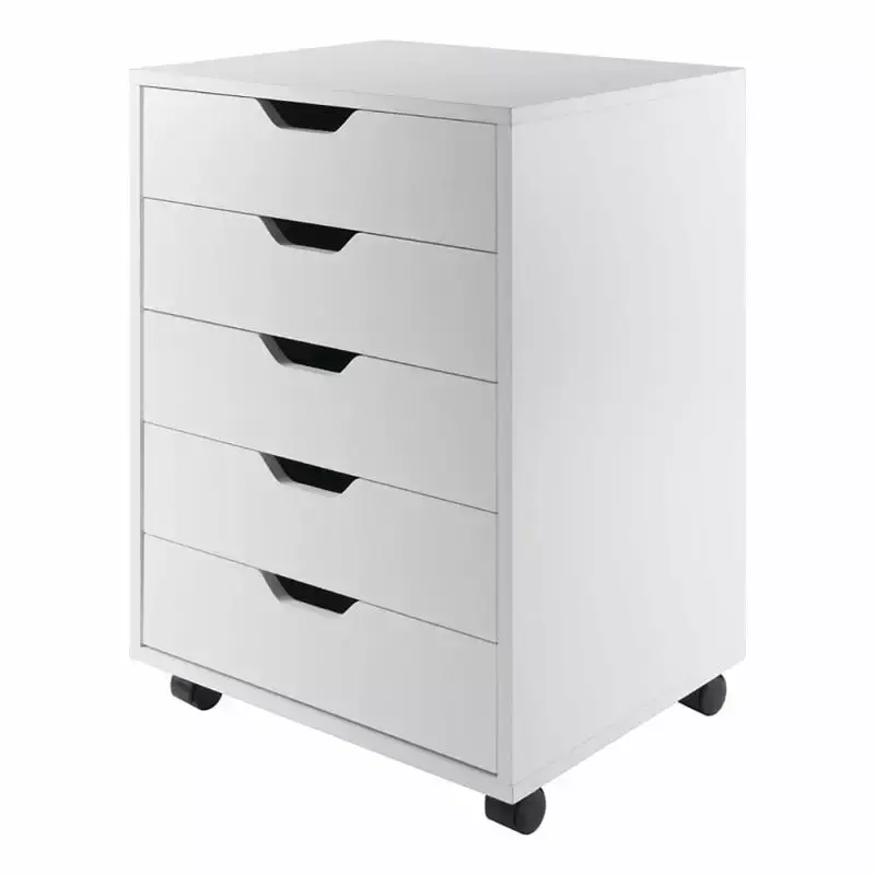 Scranton & Co 5-Drawer Modern Wood Mobile File Cabinet White