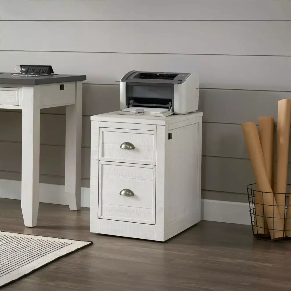 Martin Svensson Home Monterey 2 Drawer File Cabinet Fingerprint Lock White Stain