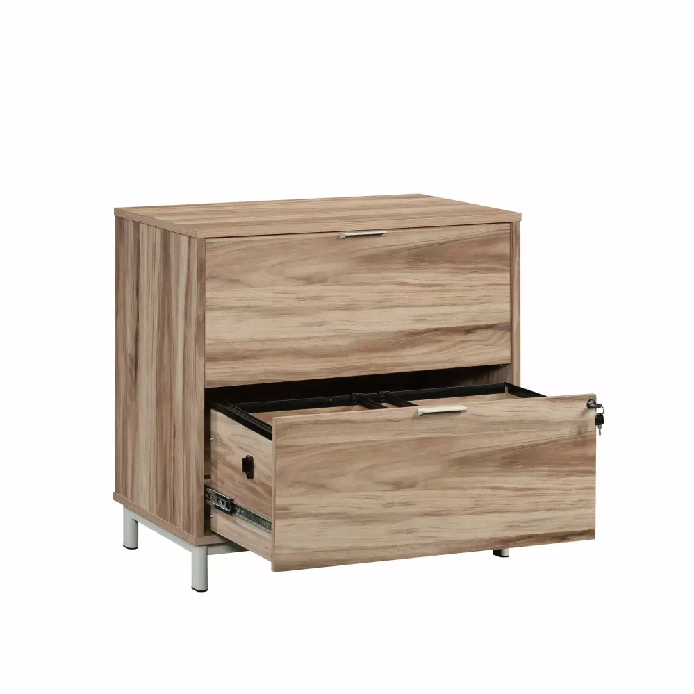 Worksense Sauder Bergen Circle 2-Drawer Lateral File Cabinet Kiln Acacia Finish