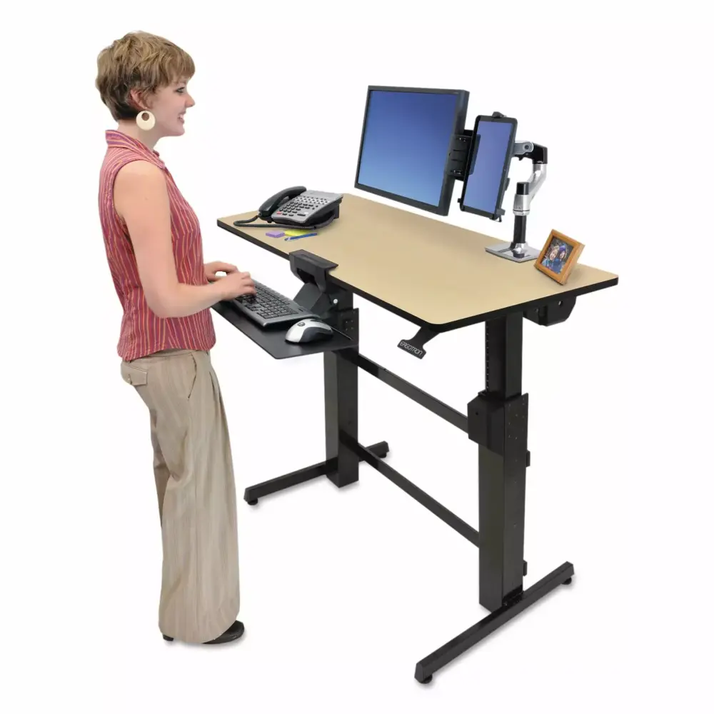 Ergotron WorkFit D Sit-Stand Workstation 47 5/8 x 23 1/2 x 50 5/8 Birch Black