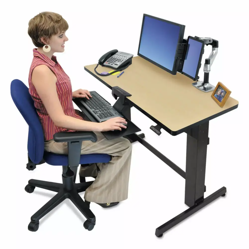 Ergotron WorkFit D Sit-Stand Workstation 47 5/8 x 23 1/2 x 50 5/8 Birch Black